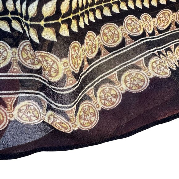 ECI New York Womens Ruffle Trim Black Gold Baroque Glam Leopard Print Blouse 2X - Picture 5 of 9